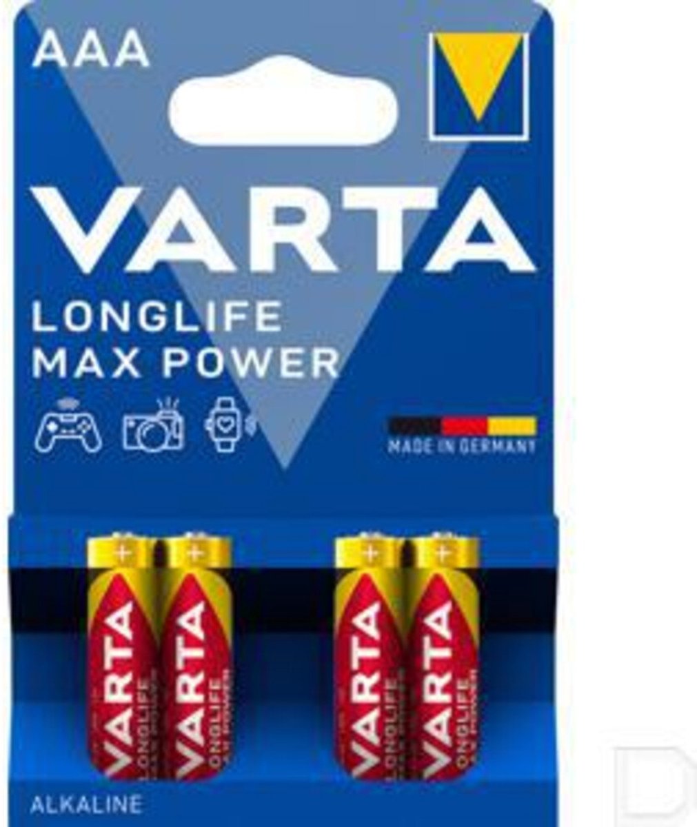 8x Piles alcalines Varta Longlife Max Power AAA 4 pièces