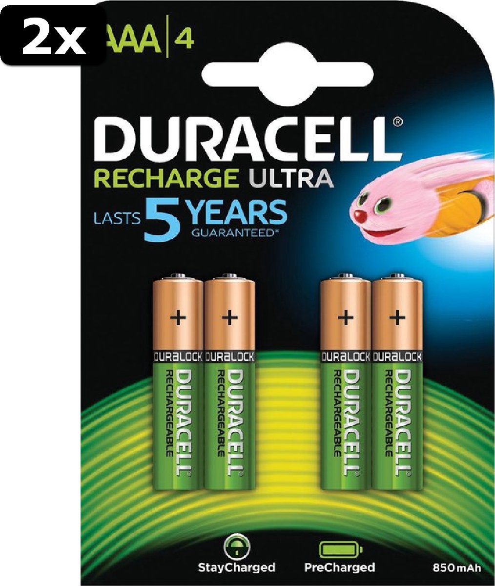 2 piles rechargeables Duracell AAA 900 mAh - 4 pièces