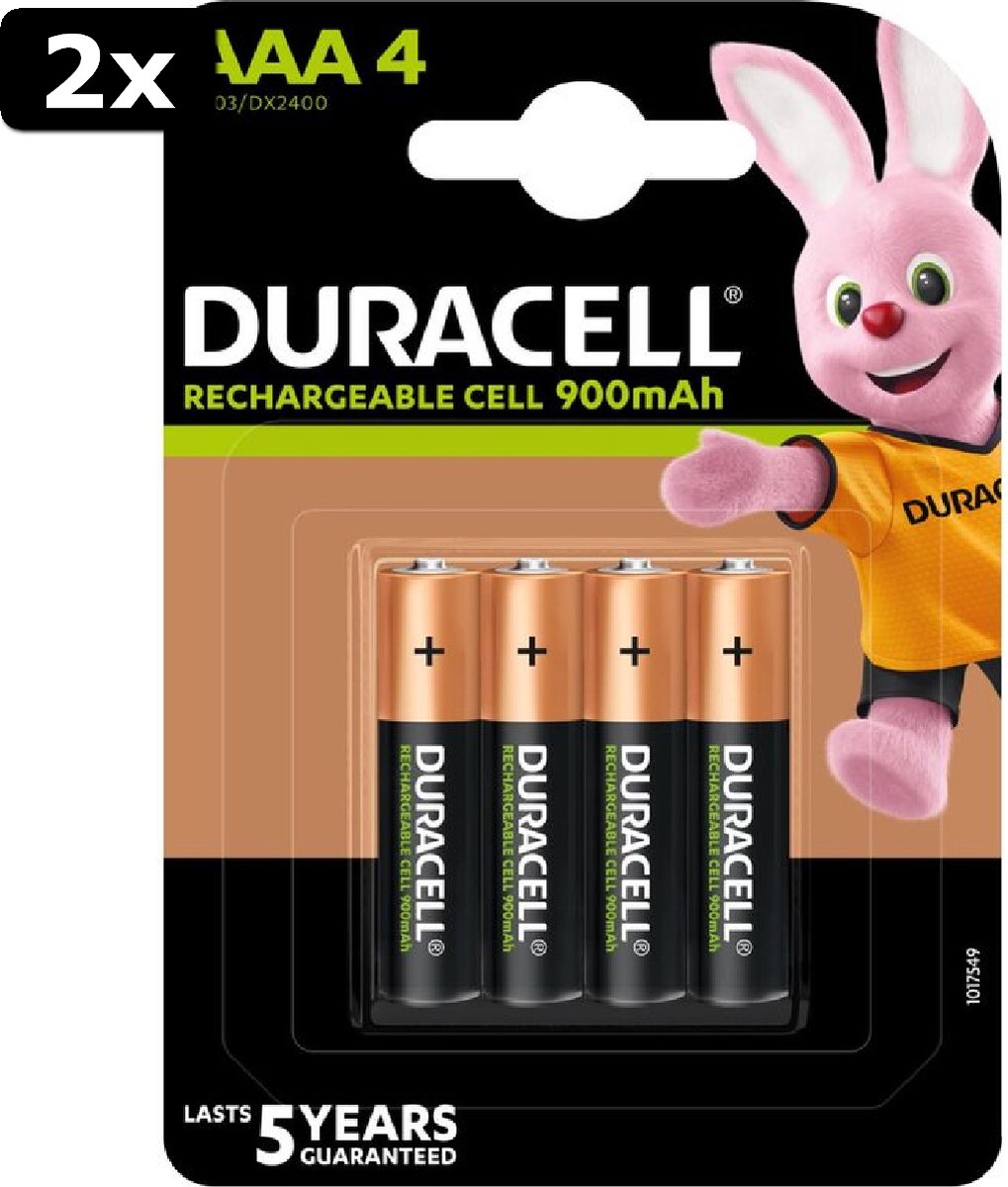 2 piles rechargeables Duracell AAA 900 mAh - 4 pièces