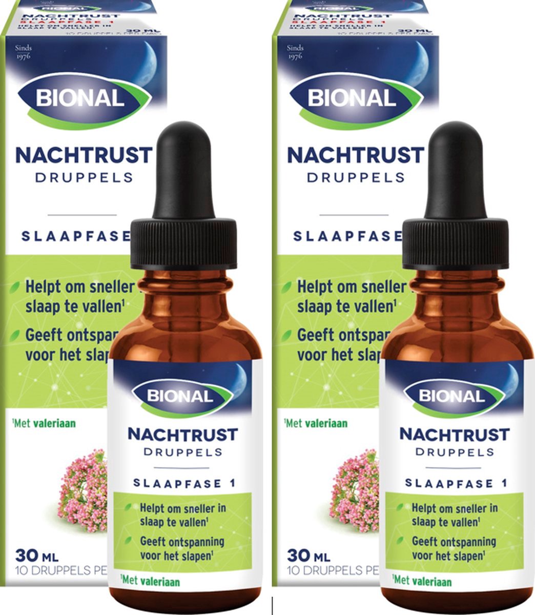 2 pièces Bional Night Sleep Sleep phase 1 - Aide au sommeil - Complément nutritionnel liquide Vegan - 2x 30 ml - Vegan - Aide à s'endormir plus rapidement