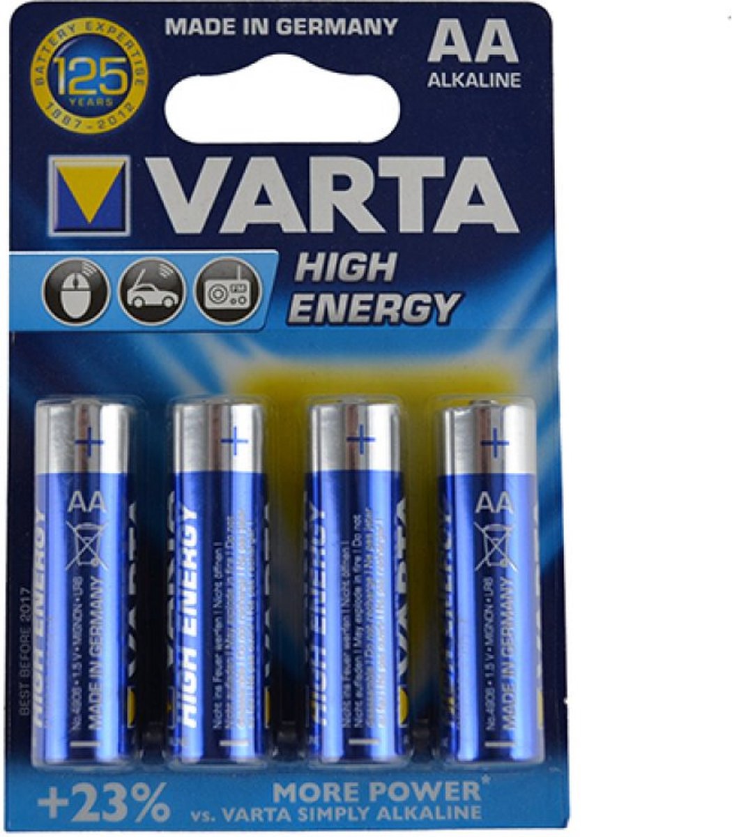 16 piles alcalines AA Varta haute énergie 1,5 V - LR6 16x pcs