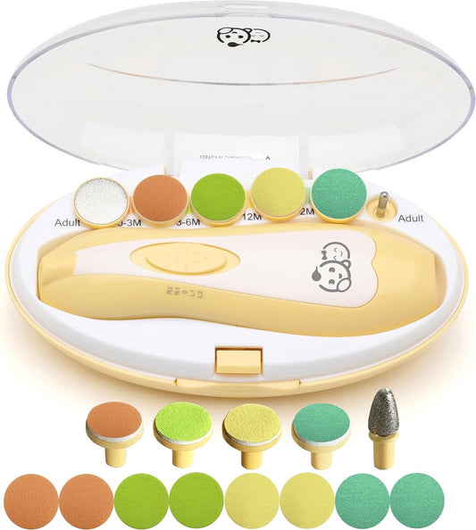 aby Lime à ongles électrique 20 en 1, Soin des ongles, coupe-ongles, coupe-ongles électrique sûr Bébé , Kit de lime à ongles Bébé , têtes de rechange Extra , orteils et ongles des nouveau-nés, coupe et polissage (jaune)