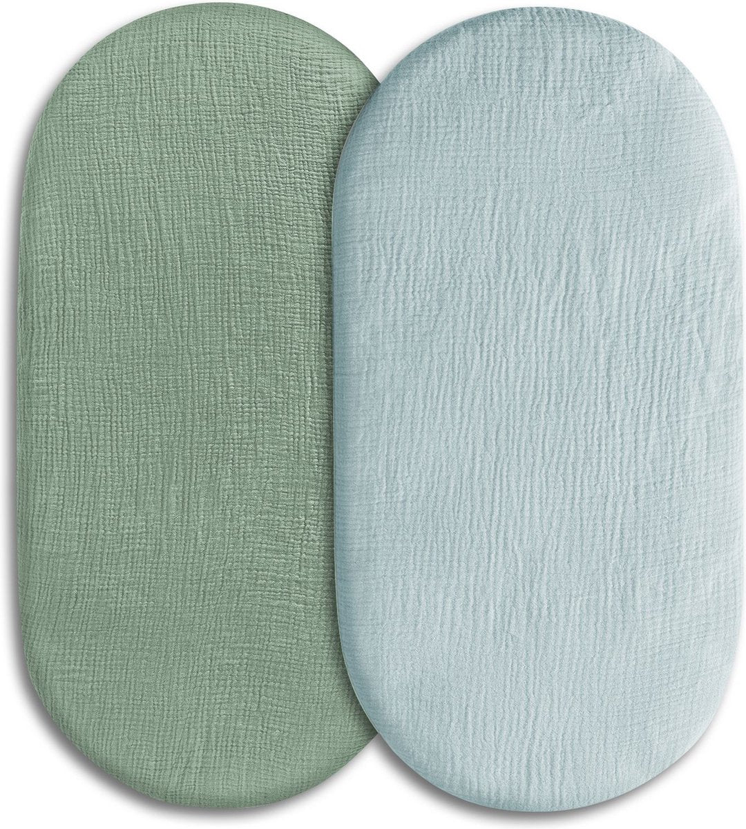 2 pièces - Drap-housse Bébé hydrophile Hoeslaken - Matelas poussette - Vert uni et bleu clair - 80x40 cm