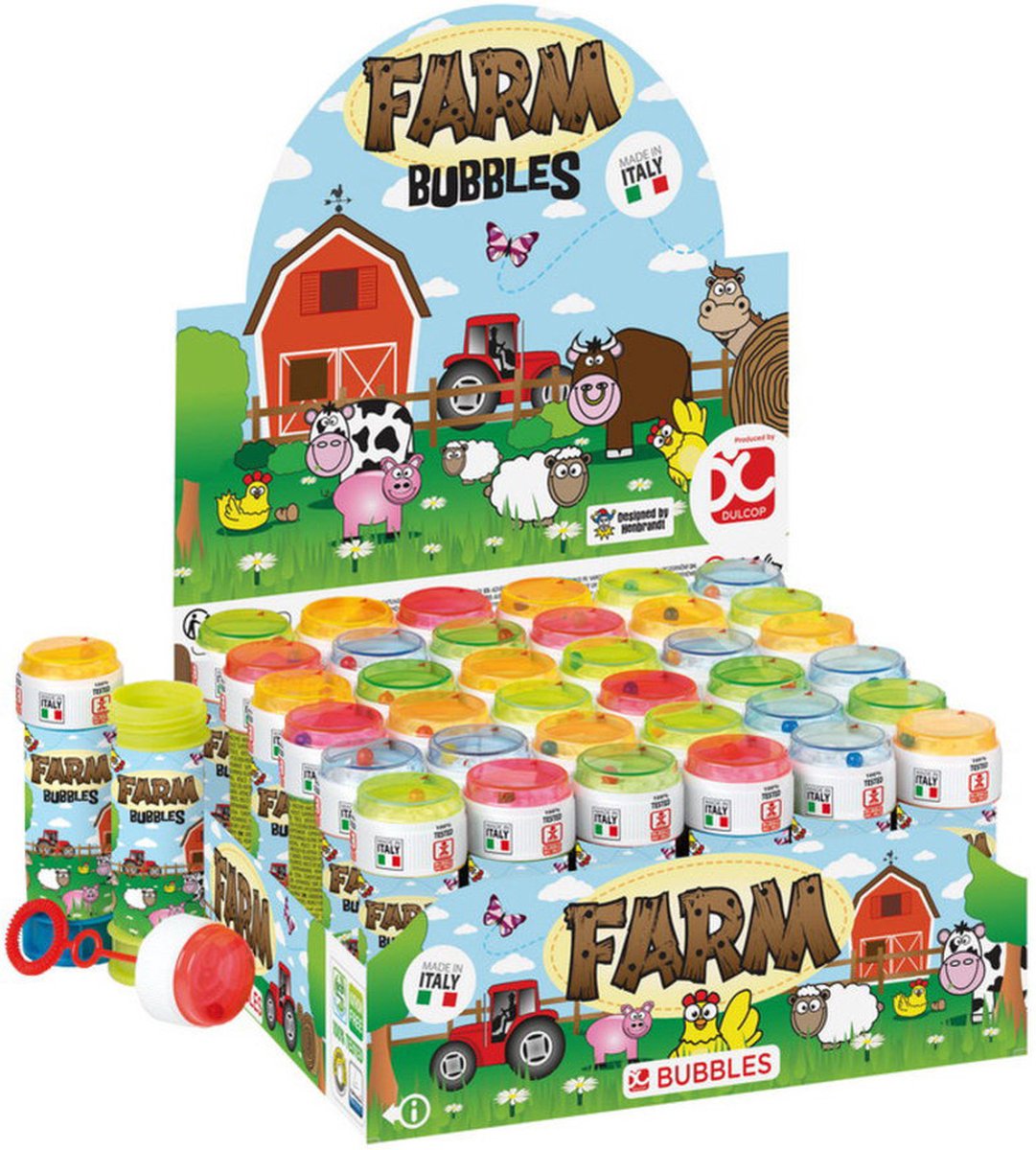 3x Bouteilles à bulles animaux de la ferme avec jeu 60 ml pour enfants - Jouets distributeurs - speelgoed à saisir