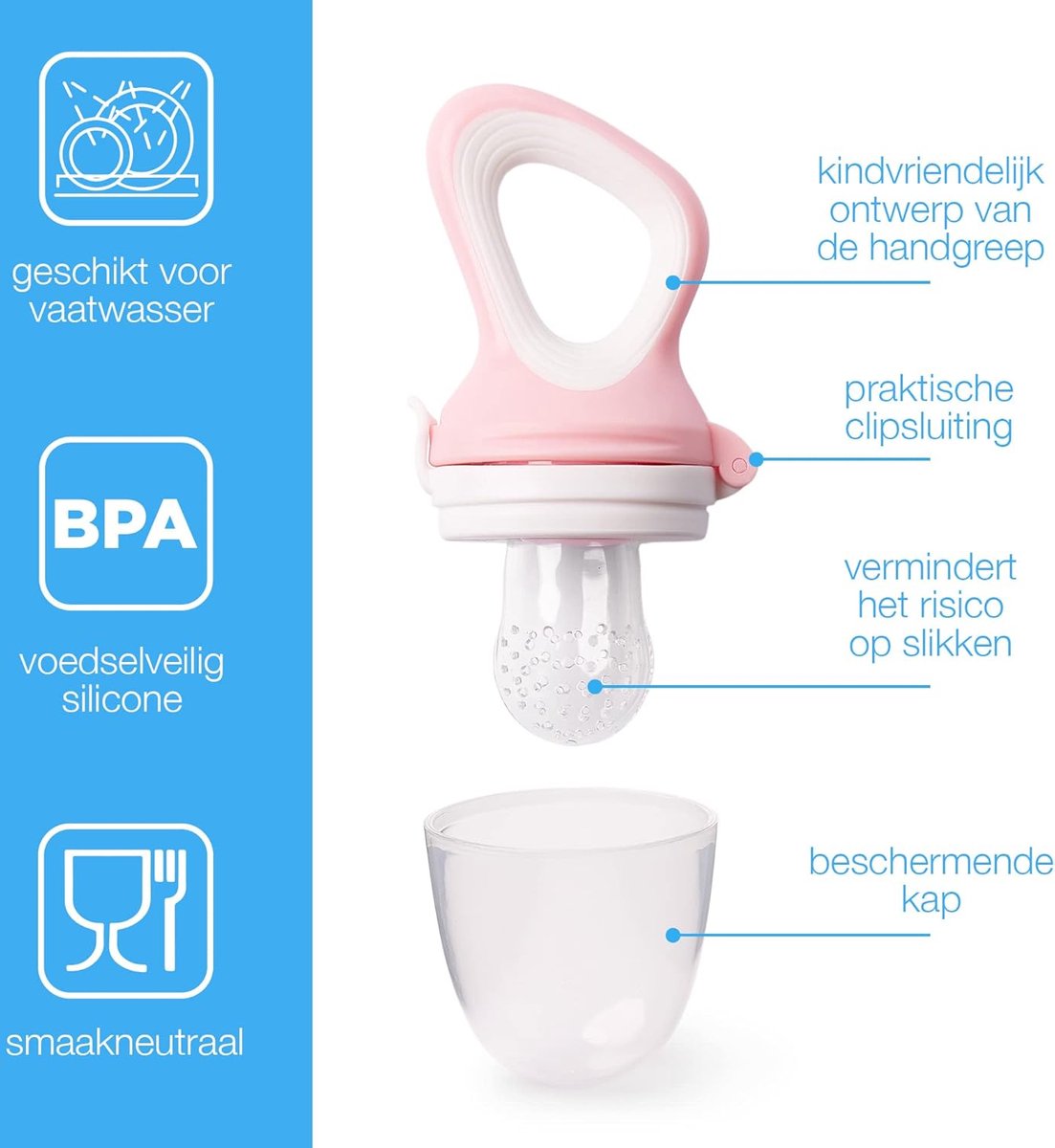 2 tétines à fruits pour bébés, jeunes enfants, 6 tétines de remplacement en 3 tailles - rose/blanc, 1 pièce (1 paquet) en silicone