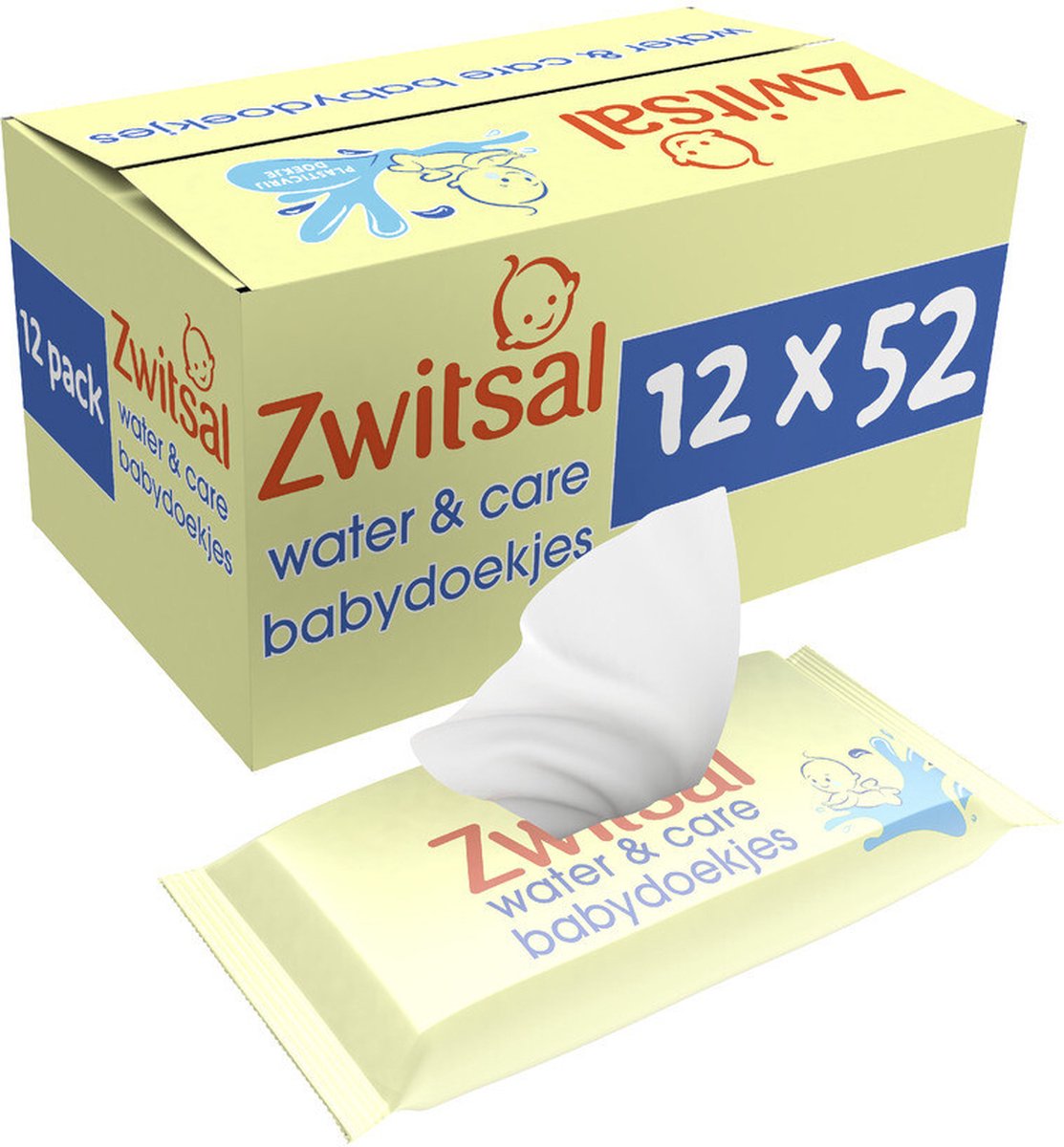 Zwitsal - Lingettes- Water & Soin au parfum Zwitsal - 1248 lingettes bébé - 24 x 52 pièces