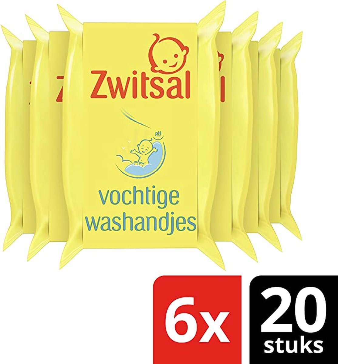 Zwitsal Good Morning Bébé Moist Débarbouillettes pour un nouveau départ dans la journée - 6 x 20 pièces - Emballage avantageux