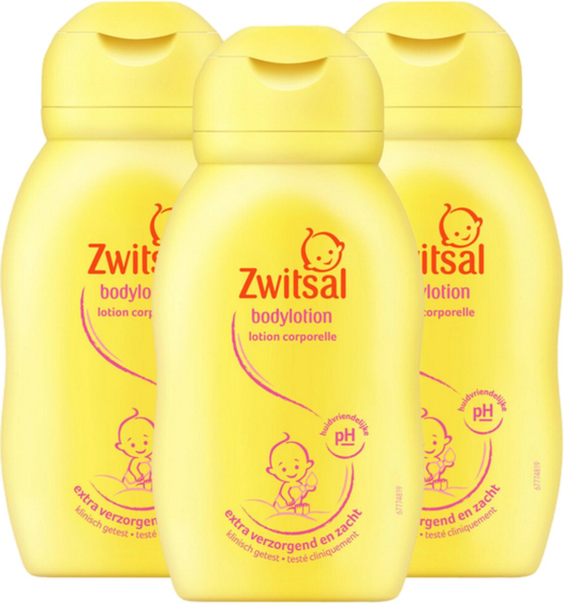 Zwitsal - Lotion pour le corps - 3 x 75 ml - Pack économique