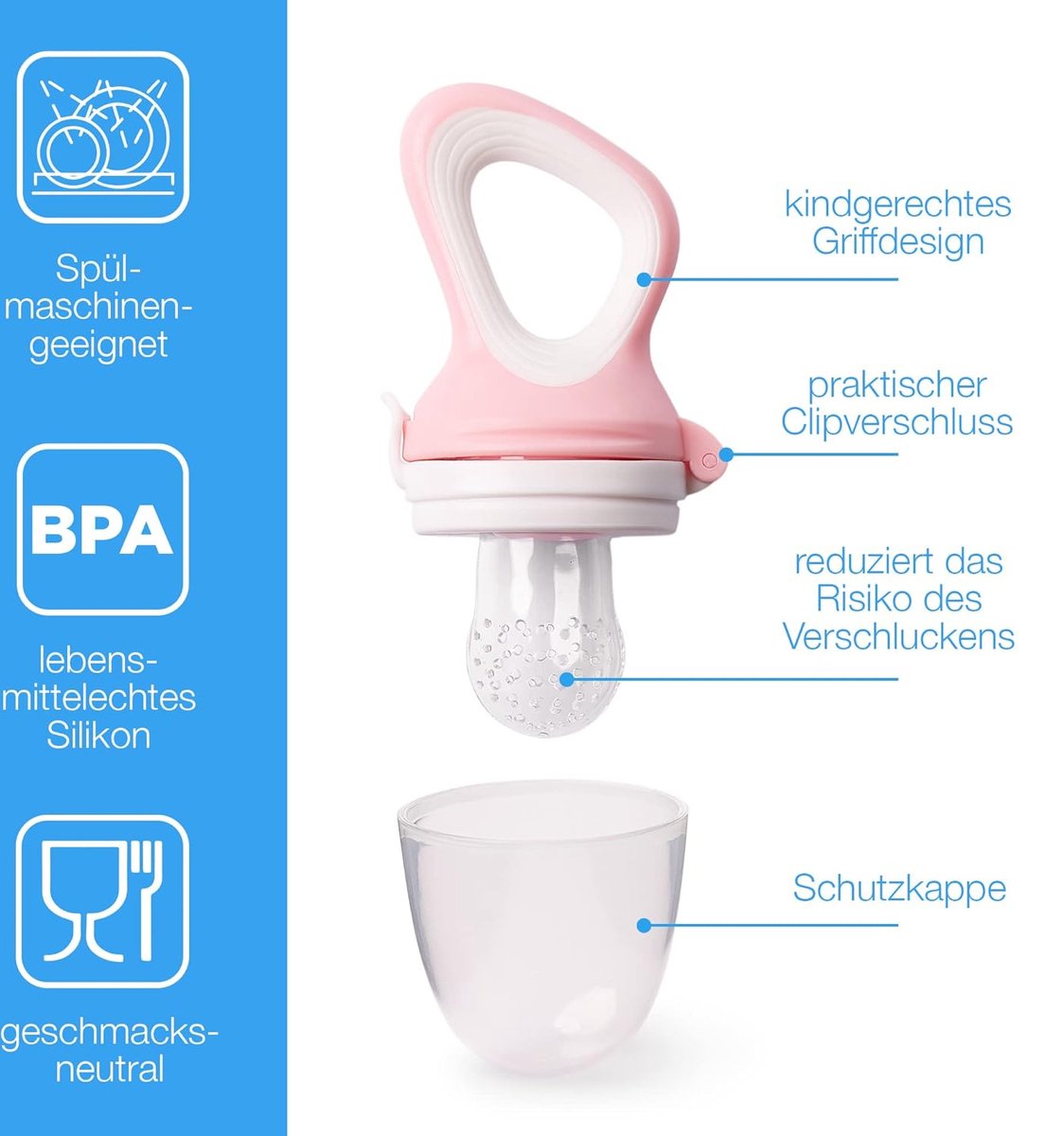 2 Fruchtsauger Für Baby Kleinkind 6 Ersatzsauger In 3 Größen - Rosa/Lila 2 Stück (1er Pack) Silicone