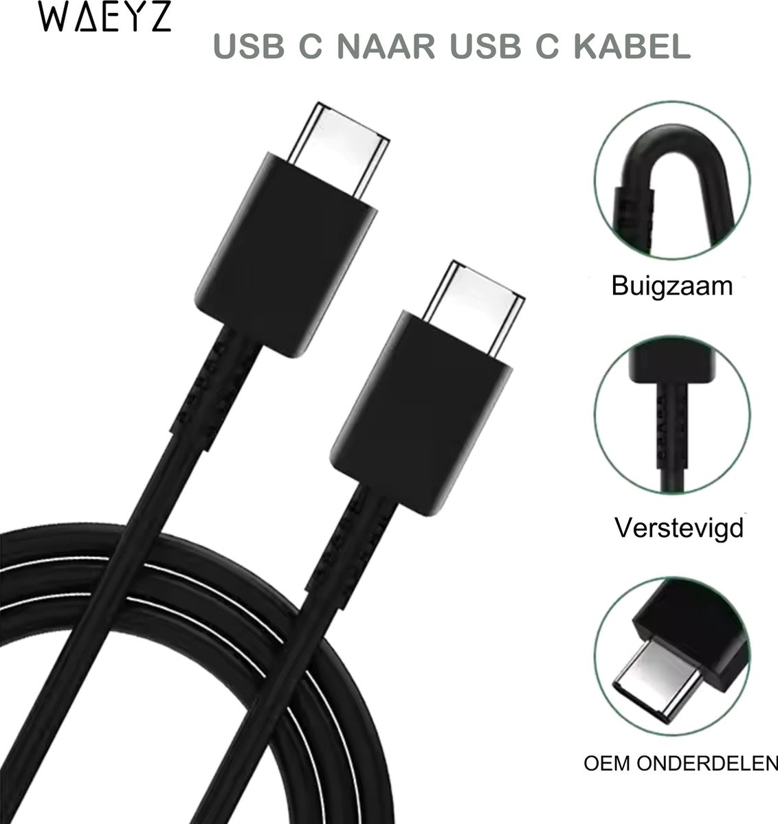 2 Pièces Câble USB C vers USB-C 1 Mètre - Convient Samsung S25/S24/S23/S22/S21/S20/ Plus/ Ultra/Tab - waeyz Câble de Charge Rapide USB C vers USB C Chargeur Fast