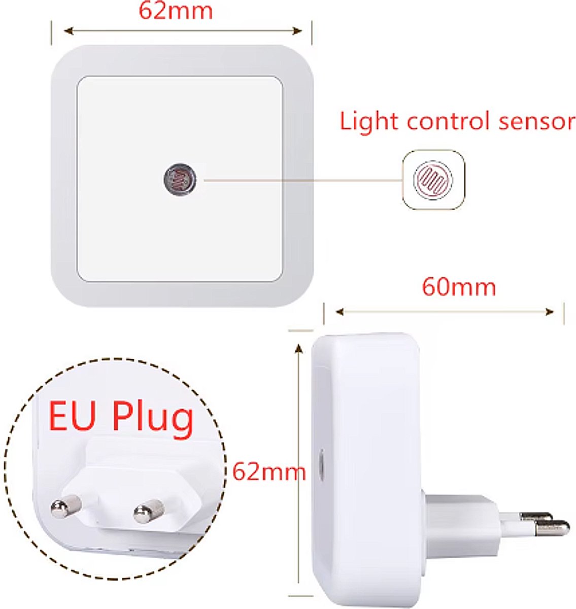 2 pièces capteur sans fil LED veilleuses capteur de mouvement carré lampe de nuit couloir armoire escaliers Blauw 2x