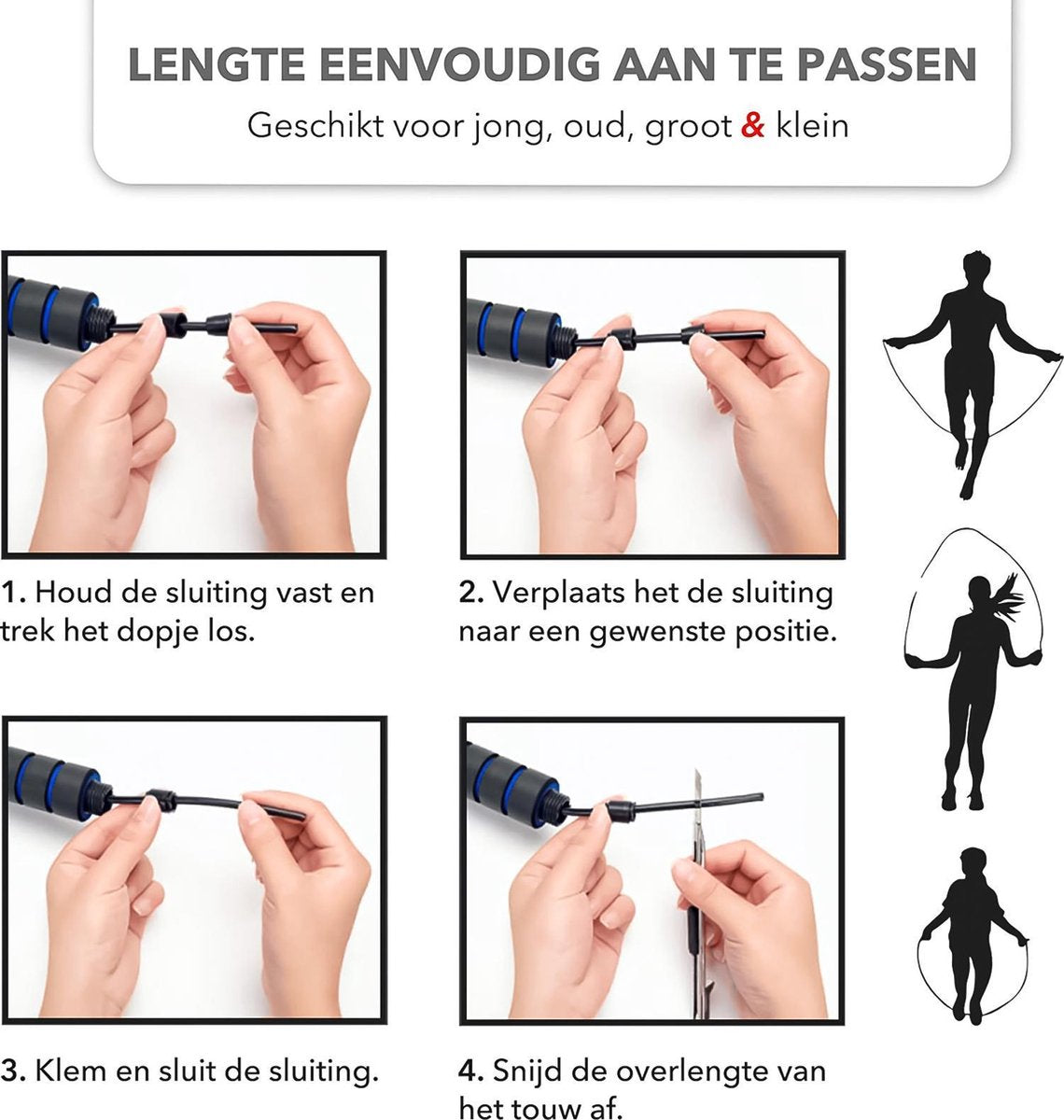 2 Pièces Corde à sauter réglable pour adultes et Enfants - Sport Jump professionnels et débutants Vélo - Fitness fitness Corde à sauter - Boxe et CrossFit long saut Speedrope avec poignée en mousse -180 Grams - Red & Blauw + gratuit élastique