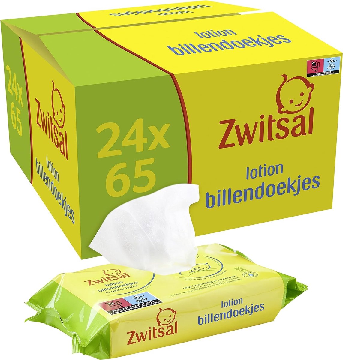 Zwitsal - Lotion Lingettes - Sans alcool - 3120 lingettes pour bébé - 48 x 65 - Boîte Mega Value