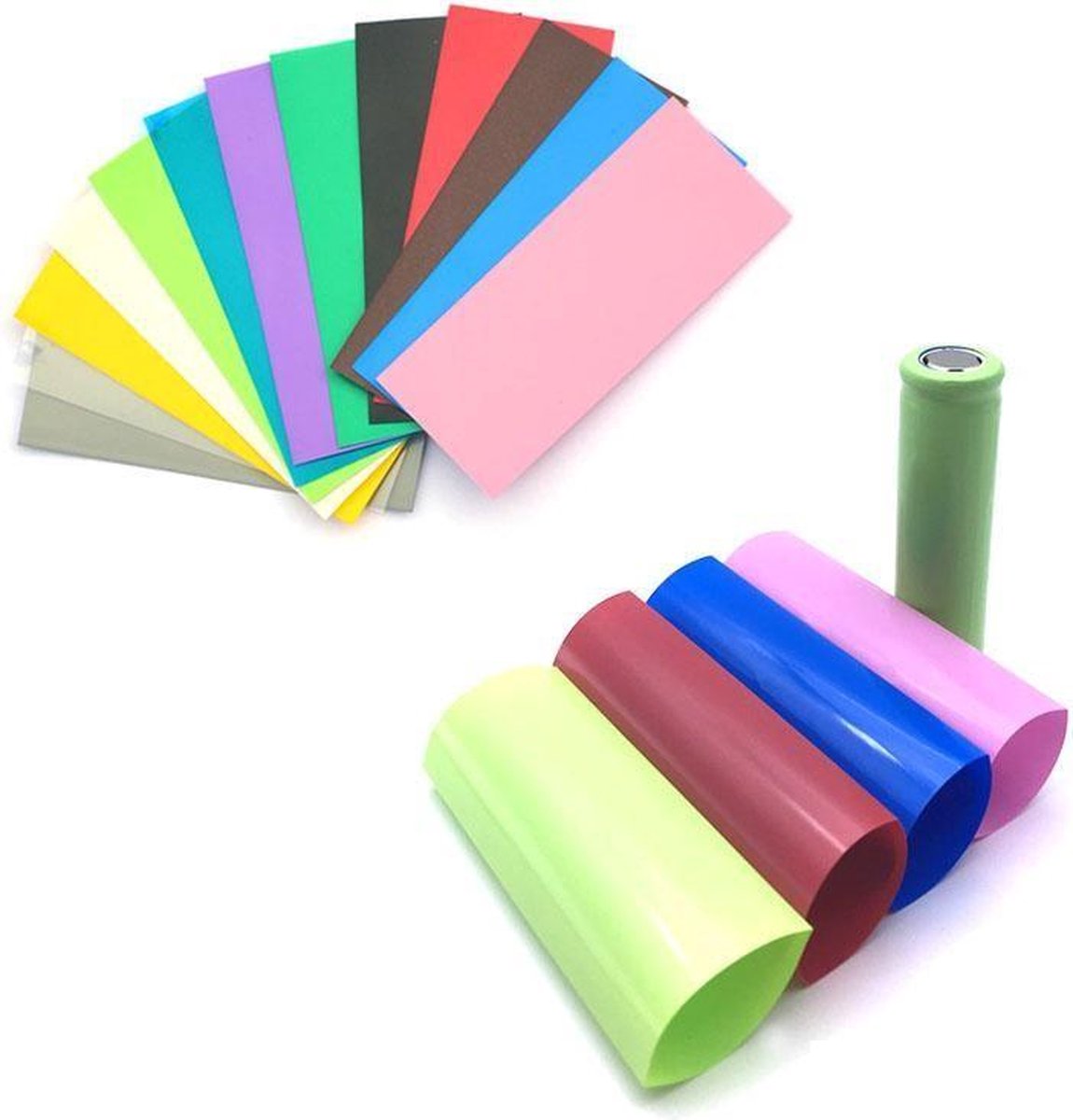 50 pièces 72 / 30mm 18650 batterie PVC tube thermorétractable enveloppe - tout autour des couleurs