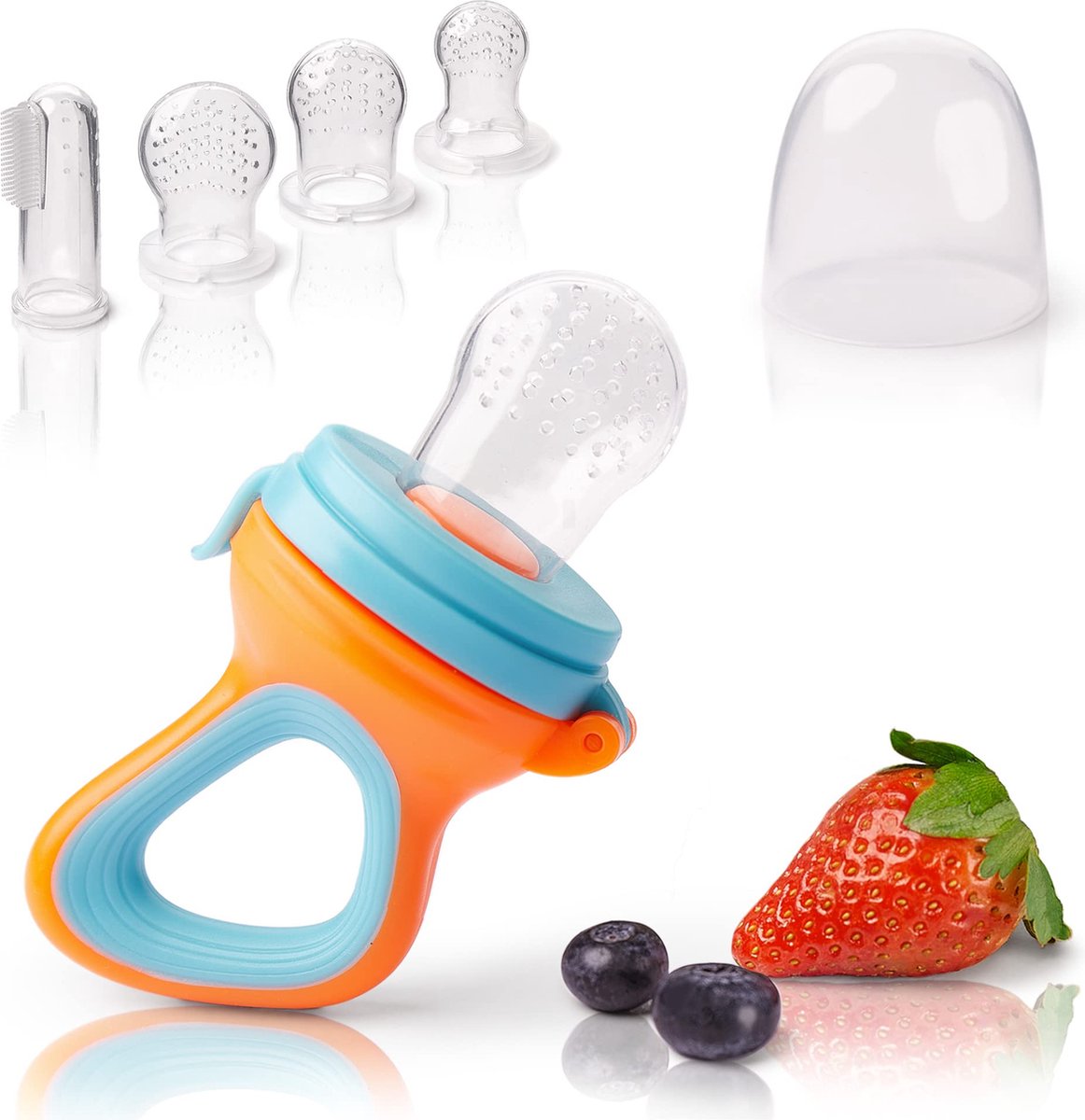 2 paniers à fruits pour bébés petits enfants 6 paniers à fruits en 3 tailles - bleu/orange 2 pièces (1er paquet) silicone