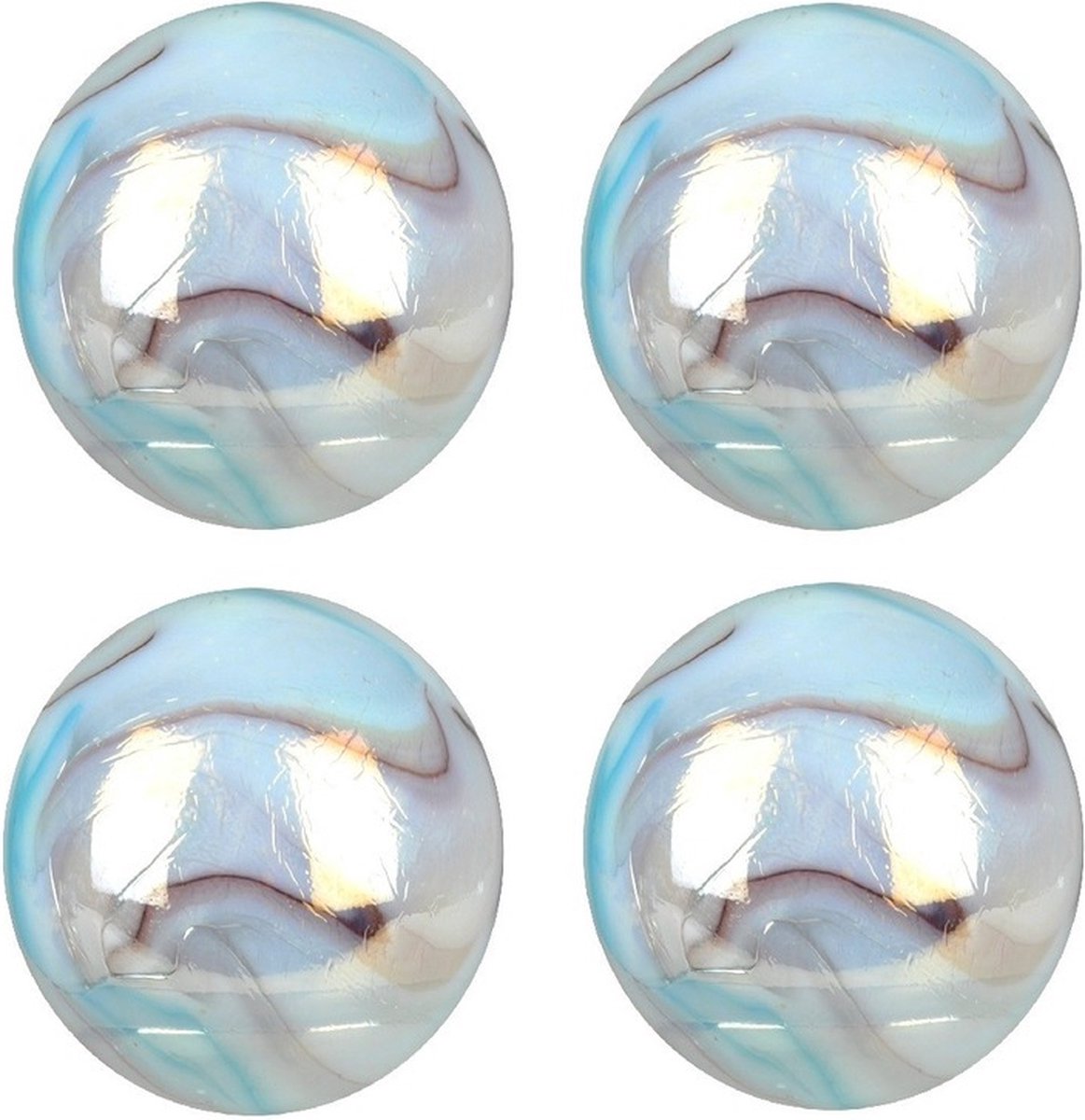 4x billes de tigre blanc ballbust 4 cm - Jouets d'extérieur en marbre blanc pour enfants