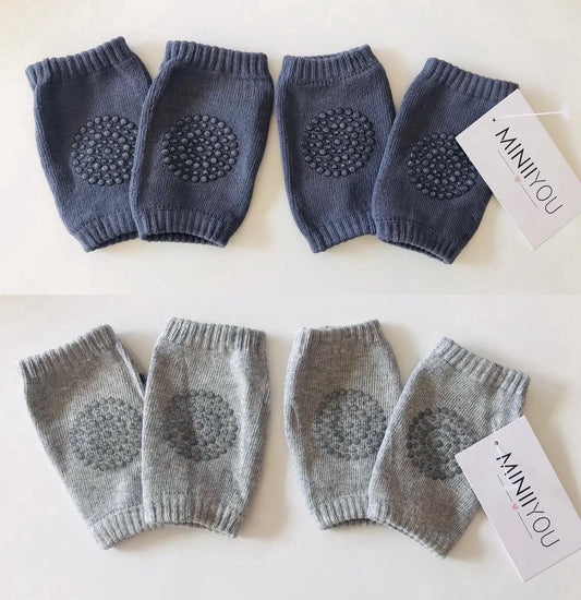 4 Paires - Chaussettes Genoux Bébé Gris Foncé - Gris Clair - Protections antidérapantes rampantes