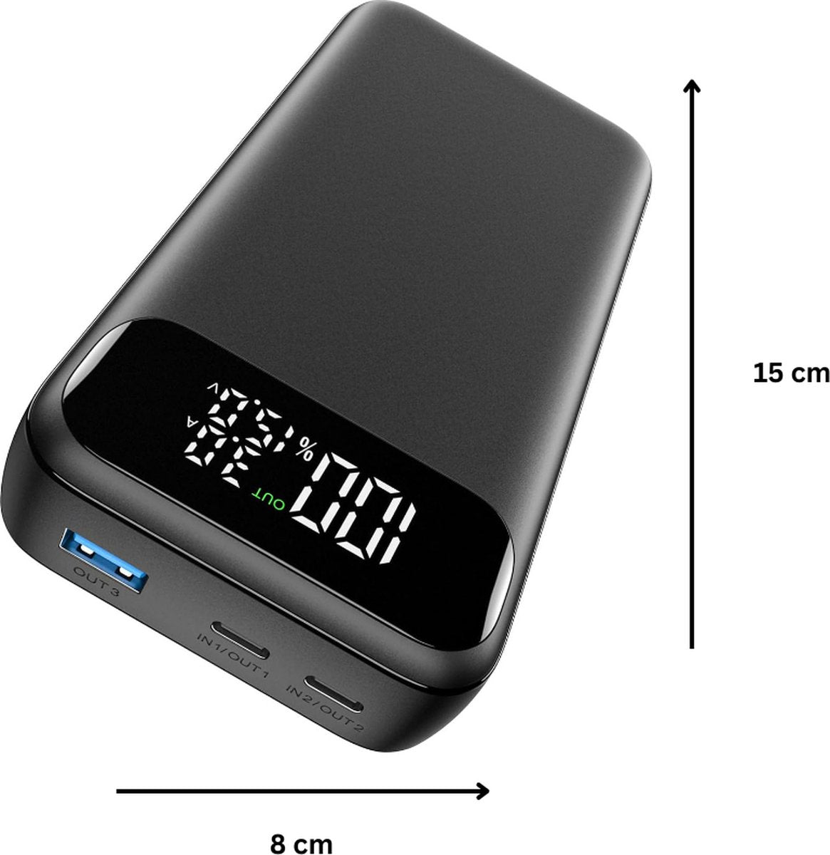 A ADDTOP Powerbank 20000 mah - Adaptateur USB C pour téléphone et ordinateur portable - Chargeur rapide avec 3 options de charge - Zwart