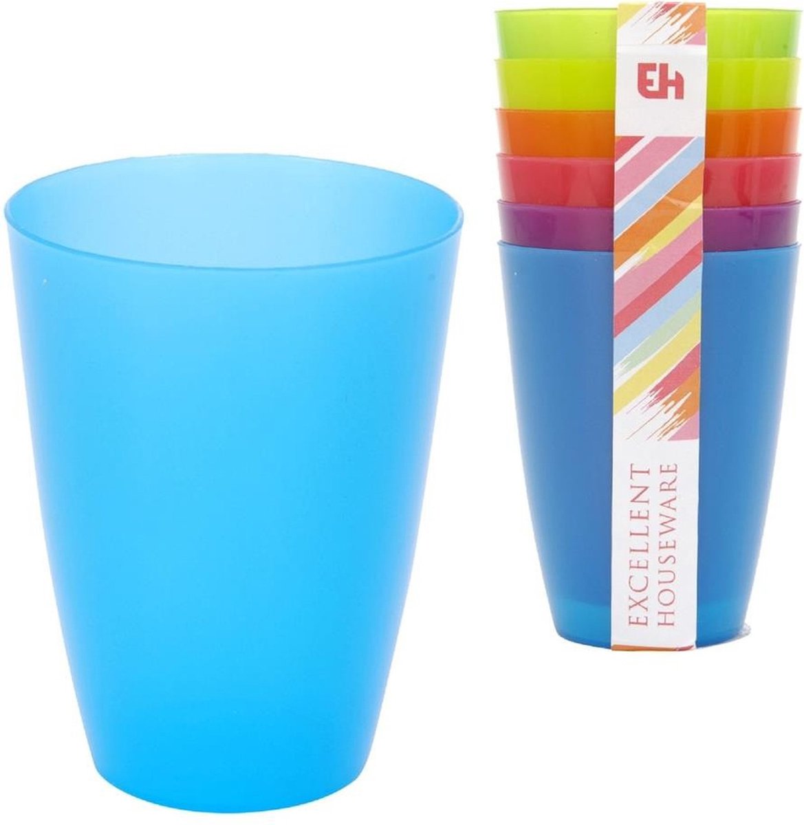 6x Tasses / mugs colorés en plastique 10 cm - Tasses à limonade - Vaisselle camping / Vaisselle pique-nique