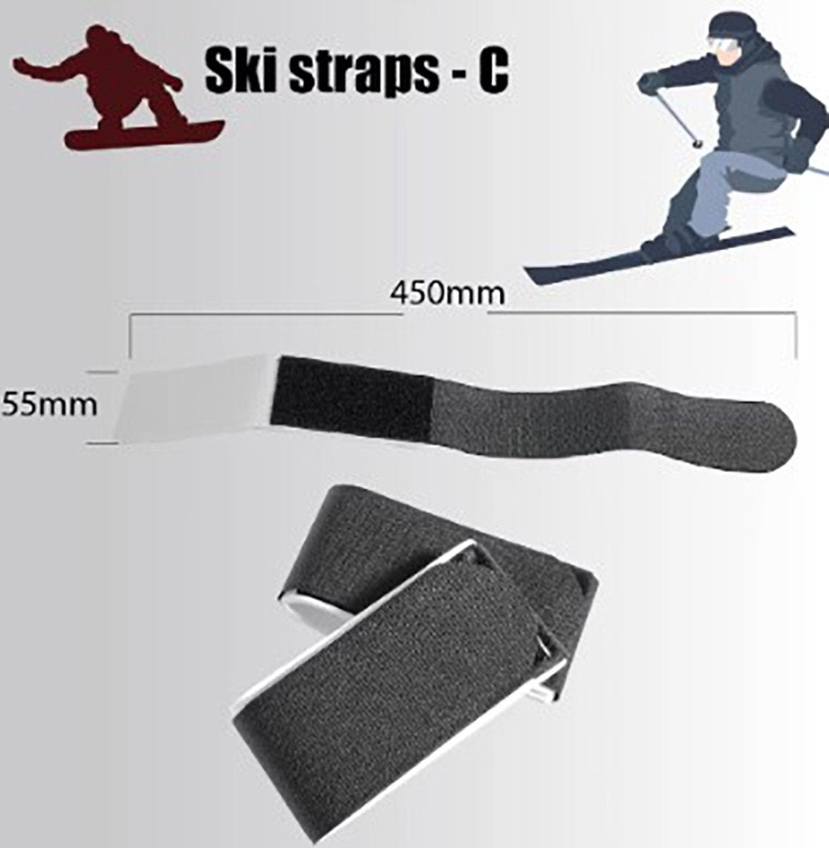 Actie4you® - Set de Clips de Ski - Protection - Sangles de ski - Sangles de ski - Fixations de ski - Fixation de ski - Clip de ski - Porte-skis - Clips de ski - Lot de 2 sangles