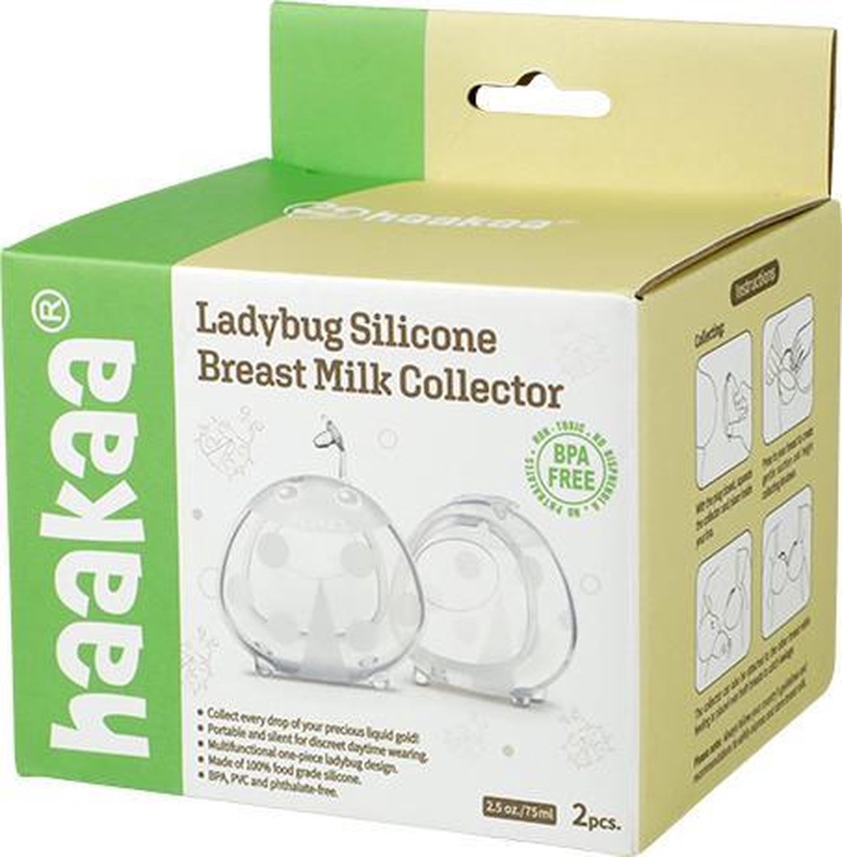 2x Haakaa de Lait en Silicone Haakaa (75ml) Ladybug