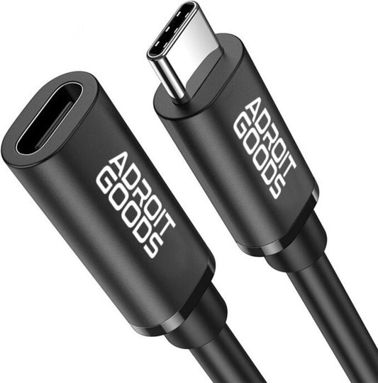 AdroitGoods Rallonge Usb-C - 10Gbps - Adaptateur Femelle vers Male - 1 Mètre - Zwart