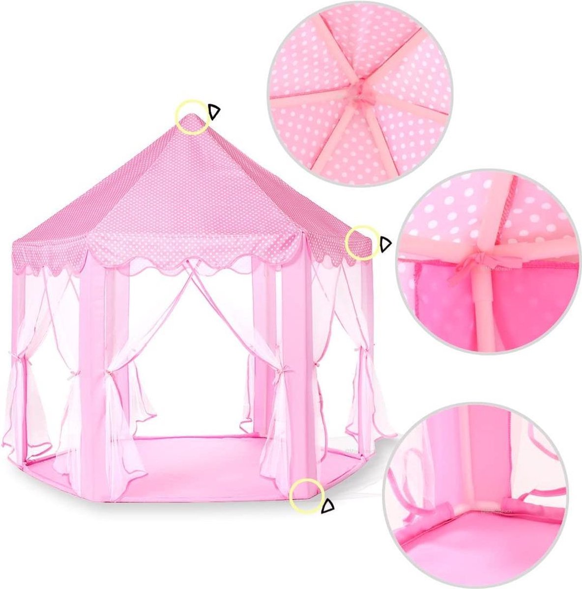 55 "x 53" Princess Castle Game Tente - Salle de jeux pour filles - Salle de jeux pour enfants - Jeux intérieurs et Outdoor Games- Pink- Livré avec des lumières LED