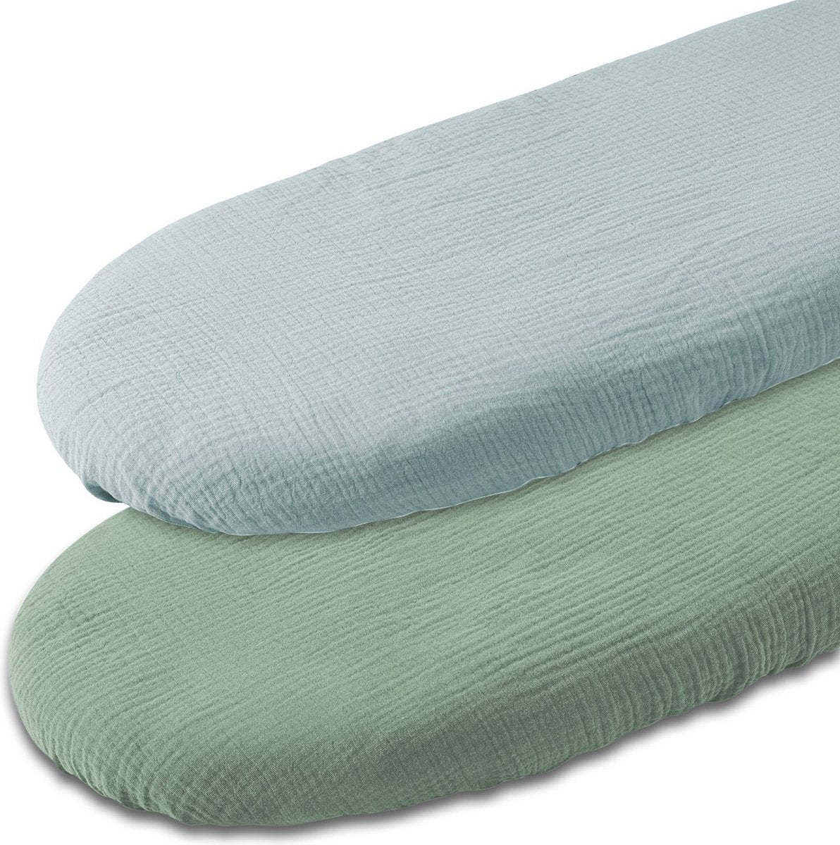 2 pièces - Drap-housse Bébé hydrophile Hoeslaken - Matelas poussette - Vert uni et bleu clair - 80x40 cm