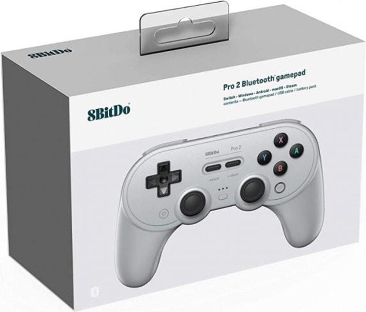 8Bitdo Pro2 Gris Bluetooth/USB Manette de jeu Analogique/Numérique Nintendo Switch, Nintendo Switch Lite, PC