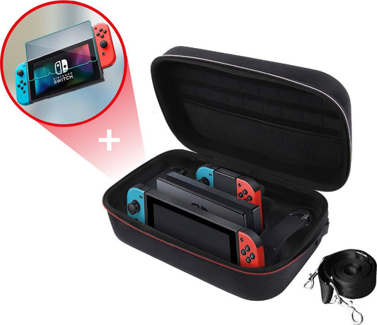 2BEFUN® Étui adapté pour Nintendo Switch et Accessoires de vêtements pour bébé - avec protecteur d'écran - Housse de protection - Housse - Étui - Zwart