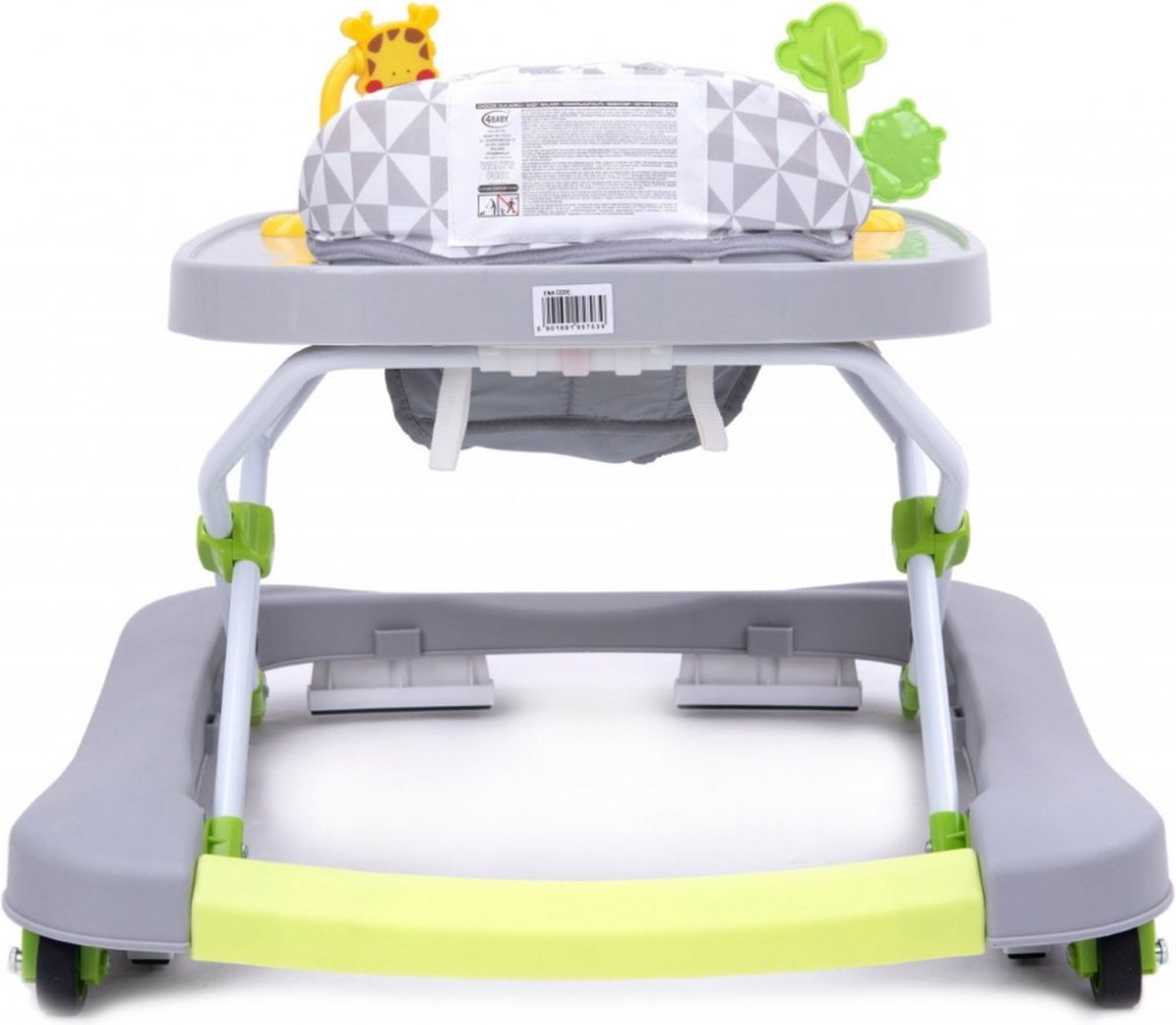 4Baby Walk 'n Push Gris Trotteur, support premier pas avec panneau de jeu et très maniable, Grijs 7039