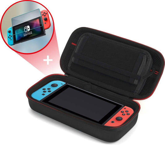 2BEFUN® Coque compatible avec Nintendo Switch OLED avec protection d'écran - Accessoires de vêtements pour bébé - Housse de protection - Housse - Jeux - Zwart - Cadeau homme/femme/fête des pères