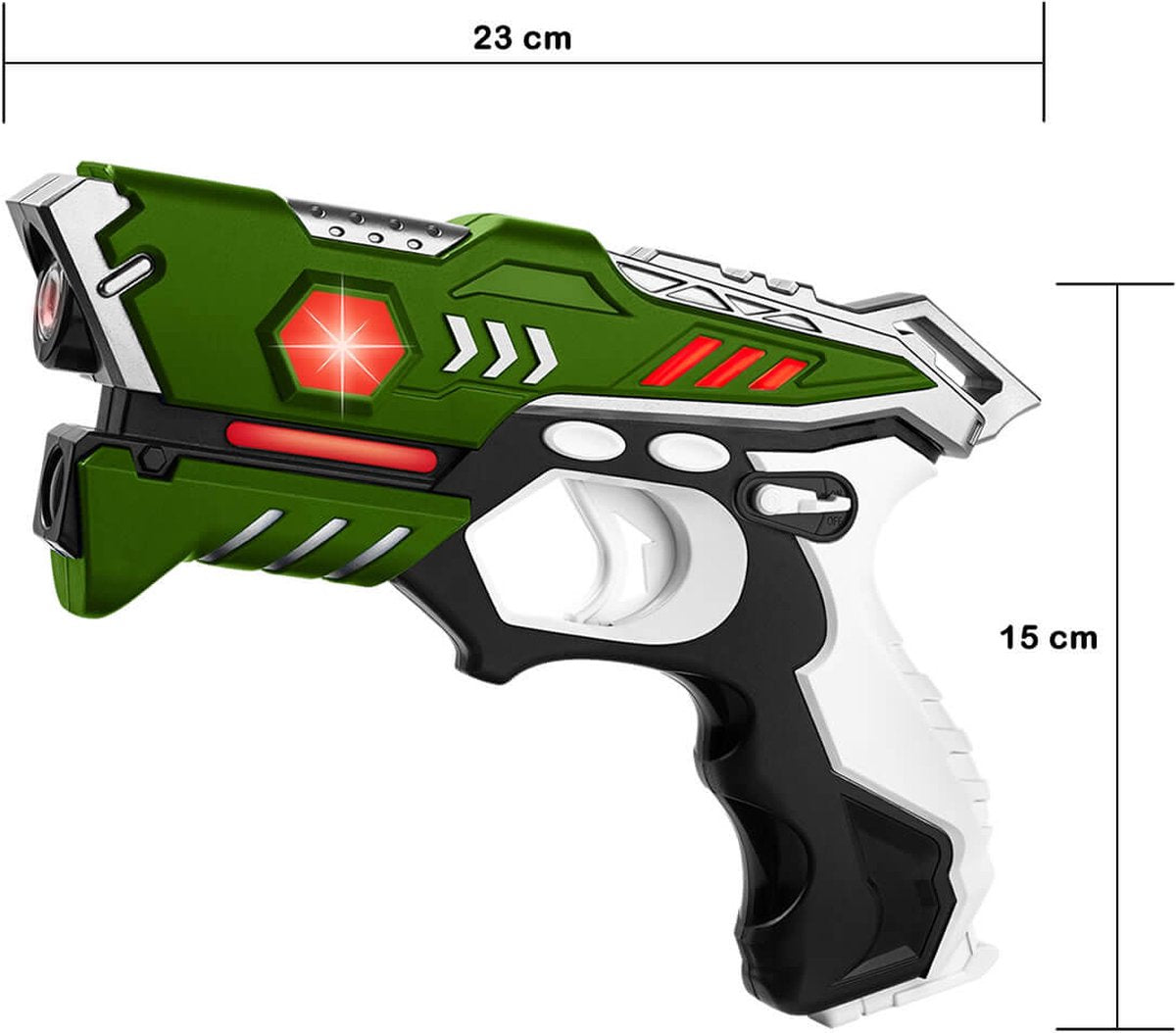 4 Pistolets laser rouge/vert + 4 Cardigans - KidsTag Lasergame set avec 4 laserguns pour enfants