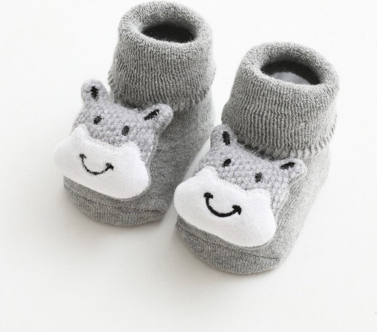 2 Paires - Chaussettes Antidérapantes Chaussettes Enfants - Lion Hippo - 1-3 ans