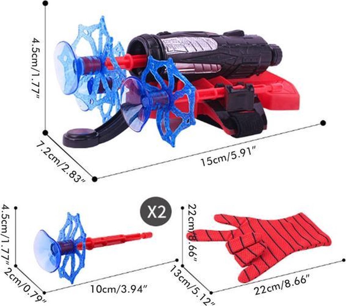 2X Web shooter - Basé sur Spiderman - Gants - Lanceur - Jouets - 2 pièces - Pour deux mains