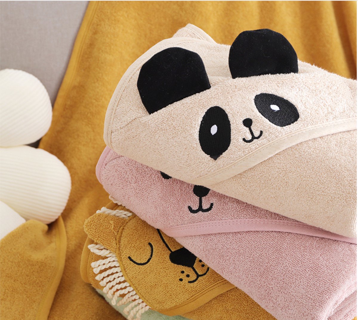 [Home Express NL][Badcape panda] -[soin bébé]-[100% coton biologique] - [90x90 cm]