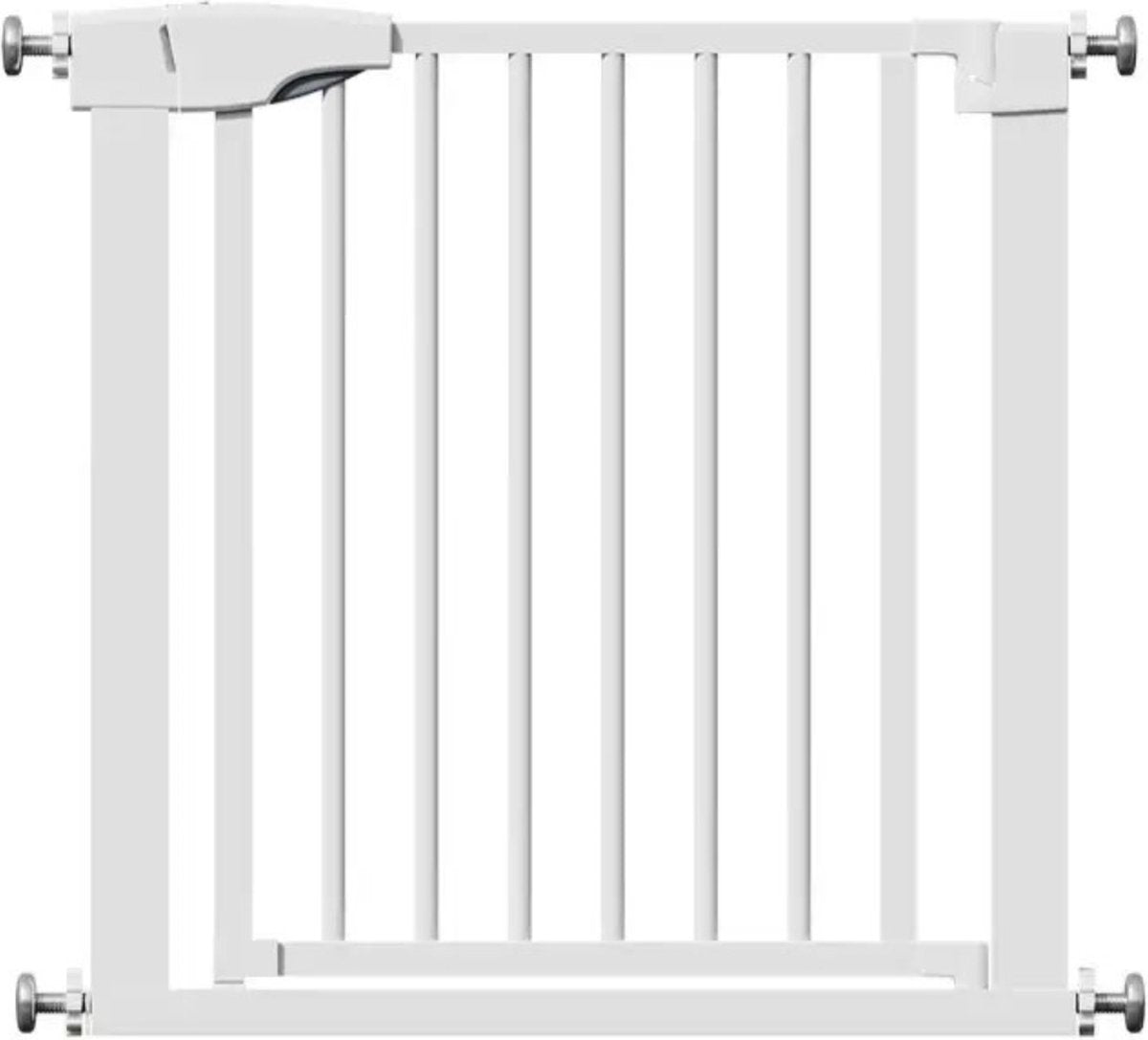 ADSafety Barrière d'escalier sans Embouts - 75 à 103 cm - Fixation à pince - Barrière de sécurité à fermeture automatique - Barrière enfant - Clôture pour chien - Wit