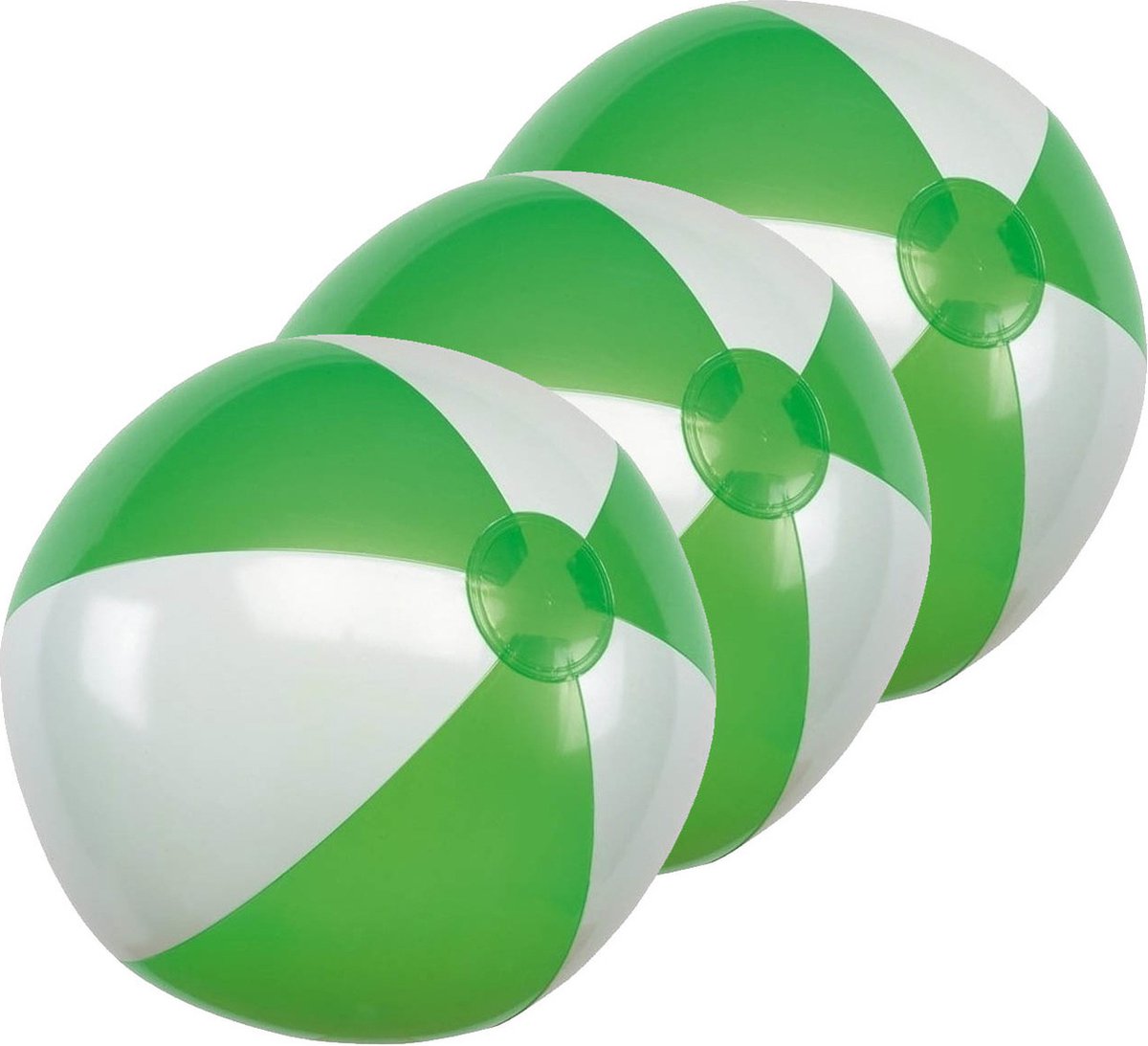 3x Ballons de plage gonflables vert / blanc Jouets 28 cm - Jouets d'extérieur Ballons de plage - Ballons gonflables - Jouets aquatiques