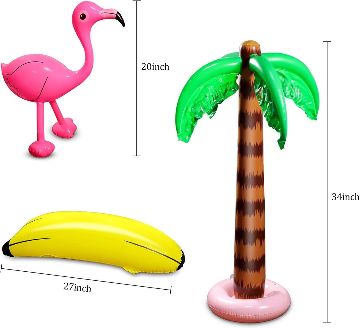 8 Pièces Palmiers Gonflables Flamingo Jouets Gonflable Banane Balles De Plage Volant Perroquet Dauphin pour Hawaii Party Luau Party Decor Beach Decor