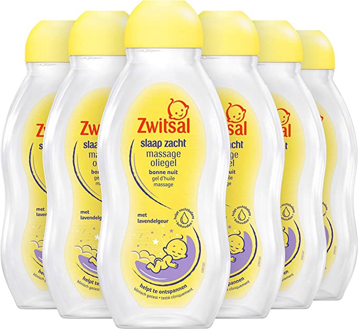 Zwitsal Bébé Sleep Huile de Massage douce à la Lavande - 6 x 200 ml - Pack économique