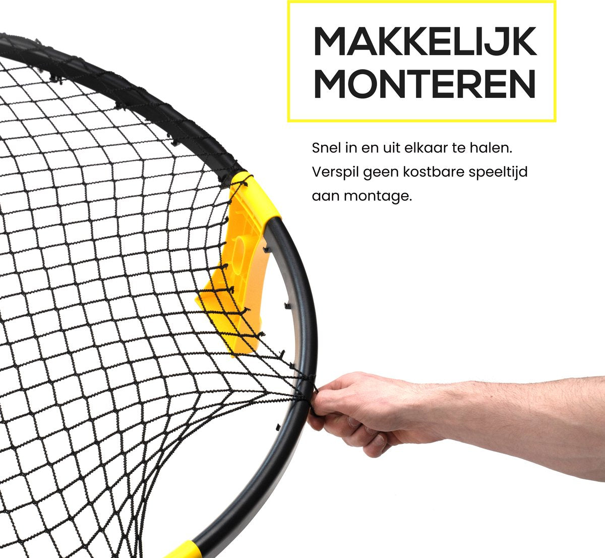 2BEHOME® Roundnet set incluant 3 balles, pompe à balles et sac de transport pratique - Convient pour jouer au Roundball, Smashball & Spikeball - Jaune