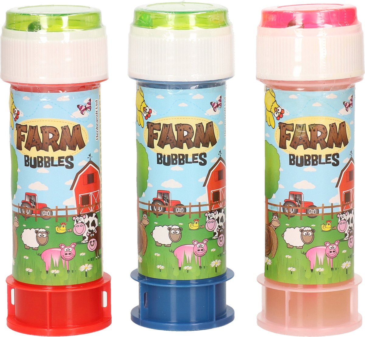 3x Bouteilles à bulles animaux de la ferme avec jeu 60 ml pour enfants - Jouets distributeurs - speelgoed à saisir