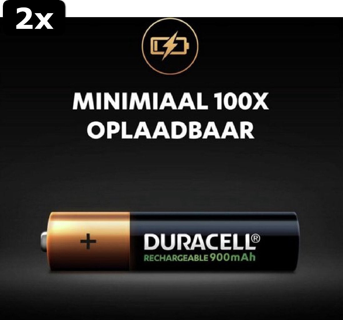 2 piles rechargeables Duracell AAA 900 mAh - 4 pièces