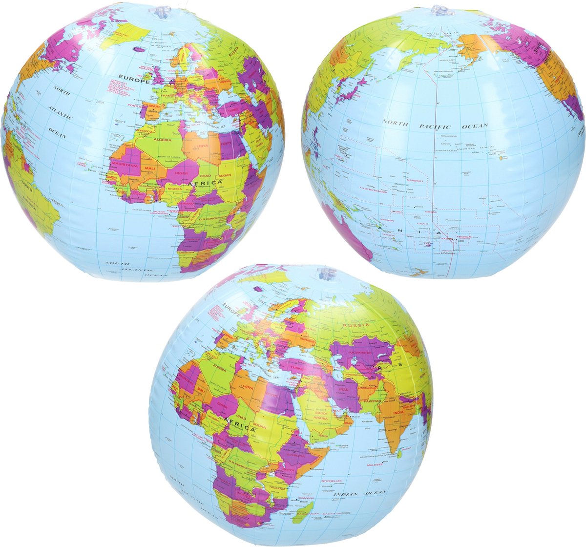 3x globe terrestre gonflable pour ballons de plage