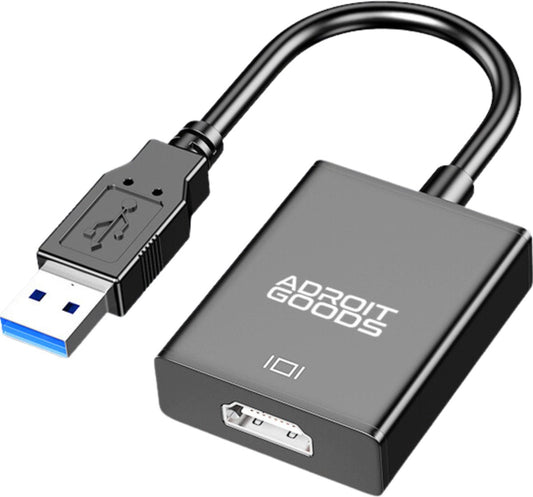 AdroitGoods USB 3.0 vers HDMI - Câble adaptateur d'affichage USB - Convertisseur HDMI - USB-A vers HDMI - Zwart