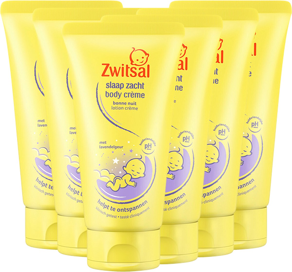 Zwitsal - Sleep Well - Crème pour le corps - Lavande - 6 x 150 ml - Pack économique