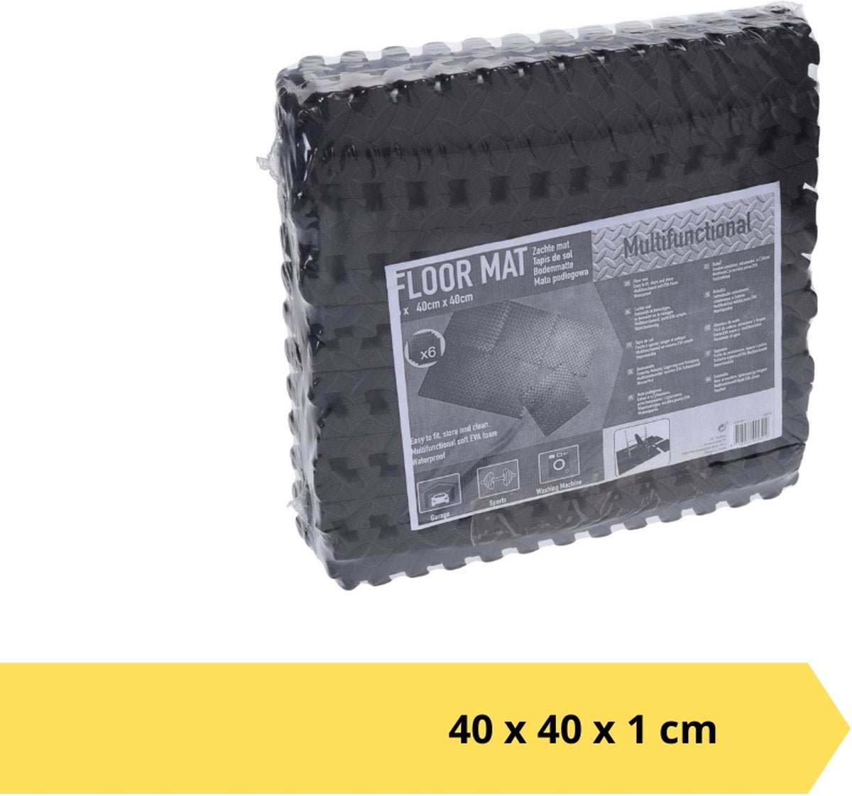 6x Tapis de sol en mousse / carrelage piscine noir 40 x 40 cm - Lave-linge - Fitness - Multifonctionnel