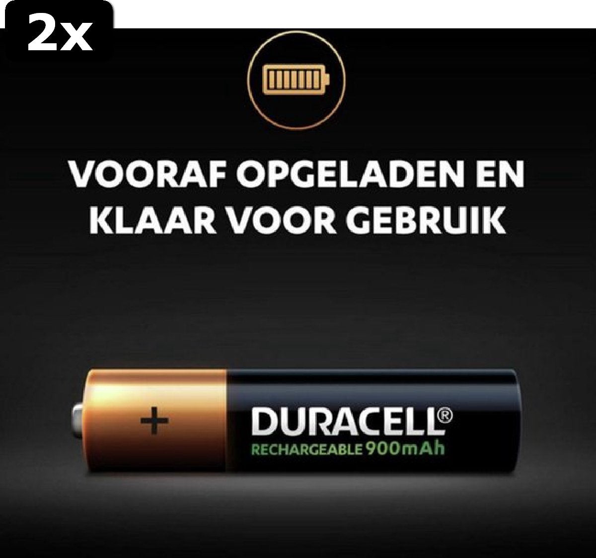 2 piles rechargeables Duracell AAA 900 mAh - 4 pièces