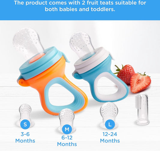 2 paniers à fruits pour bébés petits enfants 6 paniers à fruits en 3 tailles - bleu/orange 2 pièces (1er paquet) silicone