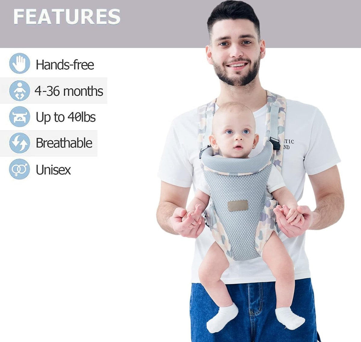 (Style B) Porte-bébé - Porte-bébé ergonomique mains libres 4 en 1 pour nouveau-nés - Porte-bébé souple - pour bébés de 3 à 20 kg de 3 à 36 mois - Porte Bébé - Porte-bébé - Porte-enfant - Porte-bébé - Drager bébé